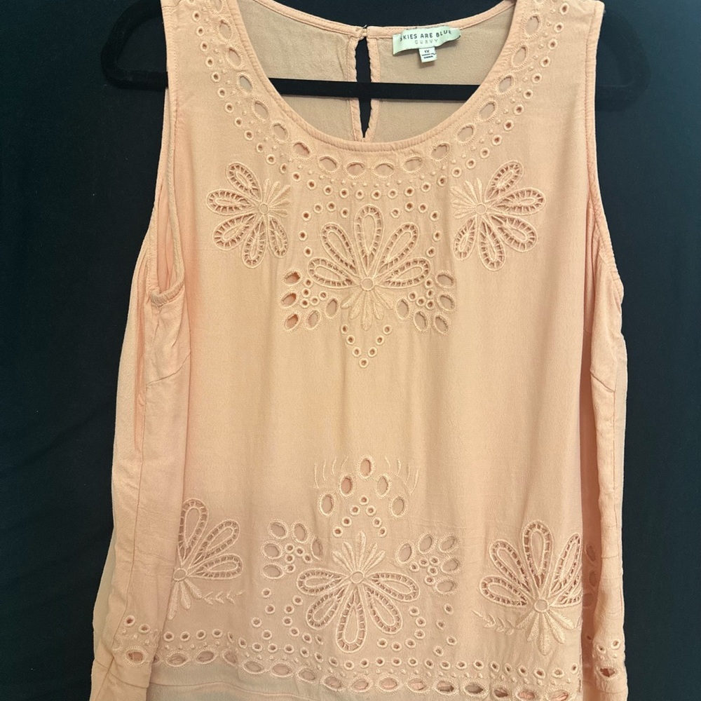 Skies Are Blue Coral Embroidered Blouse